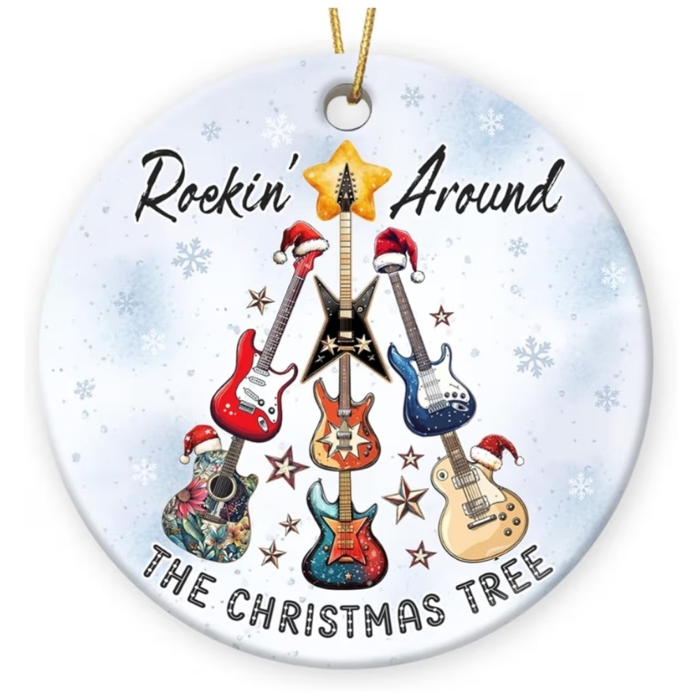 Festive Guitar Holiday Ornament